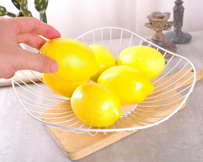 IBWell Short Curved-Edge Modern Creative Stylish Single Tier Dish,Metal Iron Wire Fruit Vegetables Bread Decorative Stand Serving Bowls Basket Holder (Square Dish) (White)
