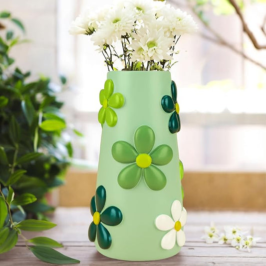 GUGUGO Colorful 8 Inch Tall Vases, Cute Vases for Flowers,Unique Flower Vase for Decor, Decorative Vase for Centerpieces, Boho Home Decor Aesthetic (C)