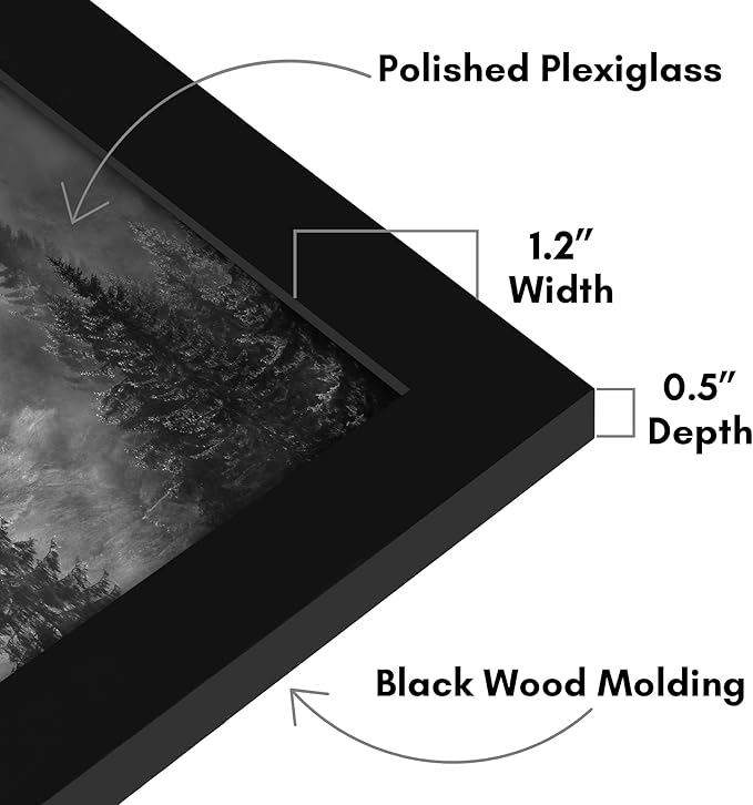 Americanflat 21x29 Picture Frame with Polished Plexiglass - Black Picture Frame - Wide Photo Frames Made of Engineered Wood for Vertical or Horizontal Wall Display - Epic Collection - Black
