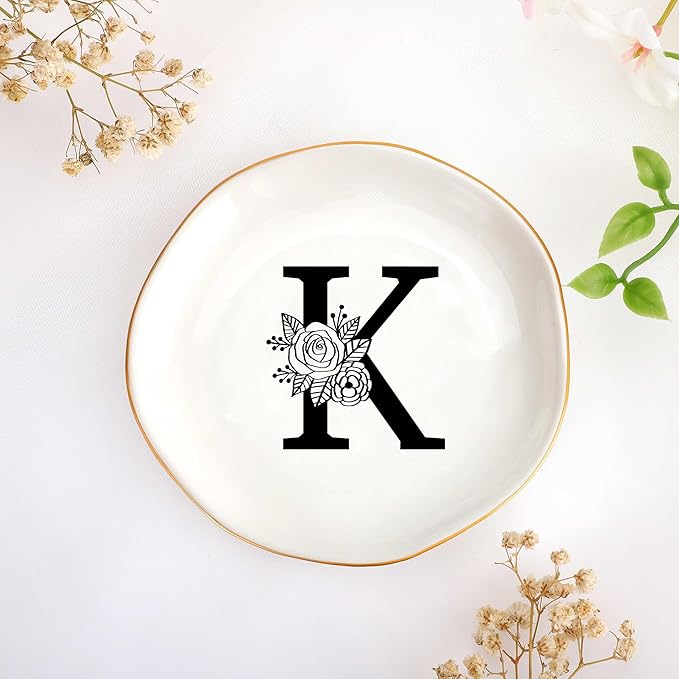 JoycuFF Birthday Gifts for Women Ceramic Jewelry Tray Rings Dish Galentines Mother's Day Gifts, Bridesmaid Engagement Gift Bridesmaid Proposal Decorative Trinket Dish Gift