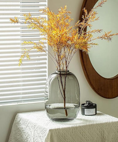 GeLive Smoked Glass Vase, Primary Colored Glass Vase, Clear Tabletop Vase, Flower Arrangement for Long Stem Branch Artificial Plant Home Indoor Centerpiece Decoration (Smoky Gray)