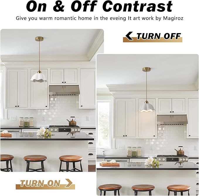 Modern Gold Milk Glass Pendant Light Mid Century Adjustable White Ceramic Hanging Light Fixture Vintage Brass Pendant Light Kitchen Island Nordic Hanging Lamp (2 Pack) MPL11-2 GD
