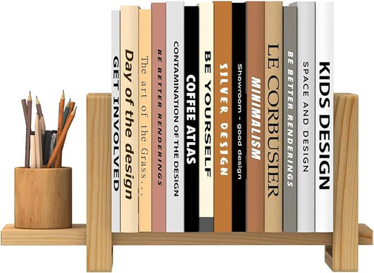Adjustable Table Top Bookshelf Wooden Desktop Bookshelf Retro Mini Book Shelf Organizer Desk Bookshelves Magazine Files Letters Holder Racks for Home Office Supplies, Tabletop Book Storage Rack