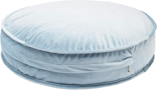 Velvet Floor Pillows Round Chair Cushion Couch Throw Pillow Soft Pouf Seat Mattress Bean Bag for Reading Nook Play Room (19.7IN, Baby Blue)