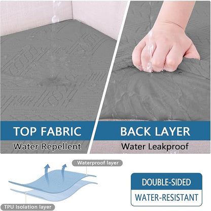 hyha Waterproof Couch Cushion Covers, Waterproof Sectional Couch Covers for Cushion Sofa for Pets, Stretch Sofa Slipcover Washable with Elastic Bottom(Back Cover L, Grey)