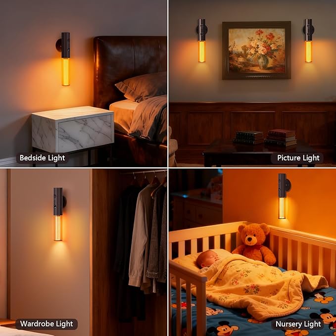 Koopala Auto-On Motion Detection Night Lamp - 3 Customizable Modes, Battery Operated LED Light for Dark Spaces (Set of 2)