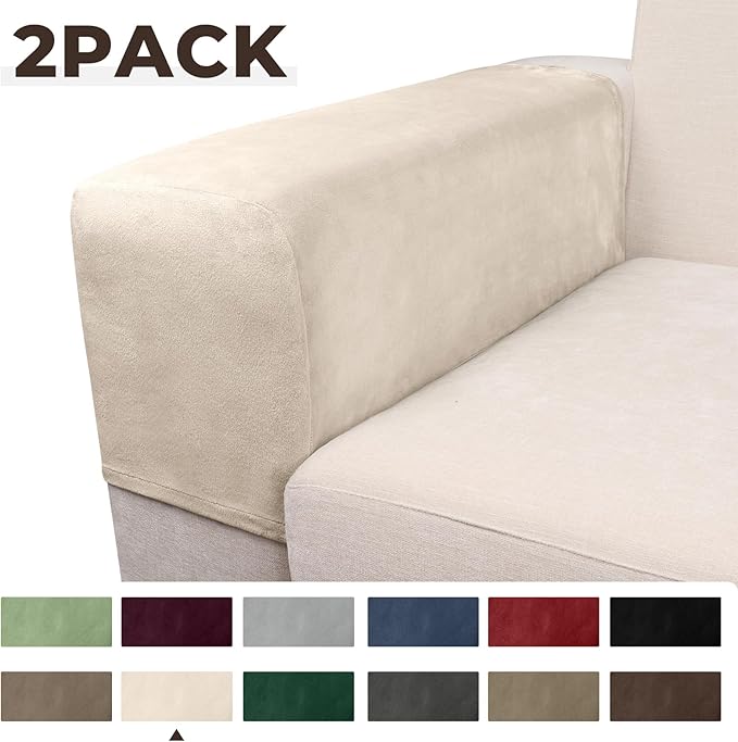 Couch Arm Covers 2 Pcs Sofa Armrest Covers Stretch Couch,Armrest Cover for Chairs Scratch-Resistant Sofa Arm Cover Armchair Slipcovers,Ivory