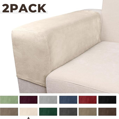 Couch Arm Covers 2 Pcs Sofa Armrest Covers Stretch Couch,Armrest Cover for Chairs Scratch-Resistant Sofa Arm Cover Armchair Slipcovers,Ivory
