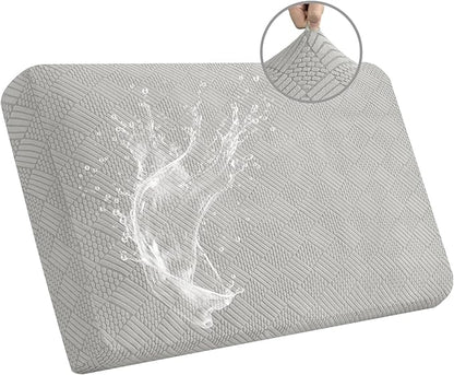 Easy-Going Waterproof Couch Cushion Covers for Couches and Sofas, Stretch Jacquard Sofa Seat Cover Replacement for Dogs, Pets & Kids, Durable Furniture Protector for Loveseat Cushions, Light Gray