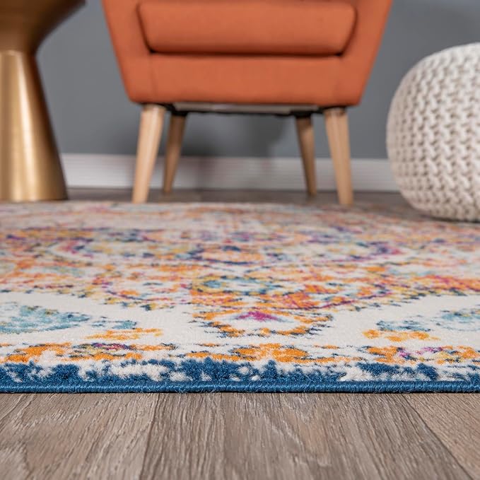 Rugshop Vintage Distressed Bohemian Area Rug – Vibrant Multi-Color Tribal Design, 2' x 10'