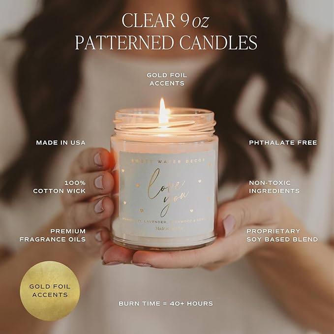 Sweet Water Decor Island Air Patterned Candle – Soy Candles with Tropical Fruits, Sugared Oranges, Limes – 40 Hour Burn – 9oz Clear Glass Jar – Summer Candles for Home Decor