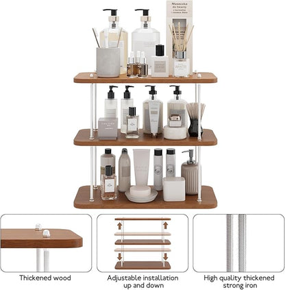 Bathroom Counter Organizer,Bathroom Shelf Organizers & Sink Organizer,Vanity Organizers,Storage Skincare,Makeup,Perfume,Spices,Coffee Station,for Corner,Dresser,Kitchen,Adjustable Height(3Tier)