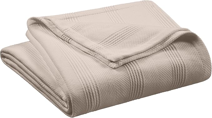 King Size 100% Cotton Mink Blanket | Super Soft Breathable Lightweight Throw Blanket | All-Season Knit Blanket | Versatile Hotel Luxury | Easy Care