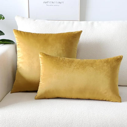 Artscope Luxury Velvet Pillow Covers Super Soft Decorative Rectangle Throw Pillow Covers Case Cushion Covers for Sofa Couch Bedroom Car Decor 16x24 Inch Gold