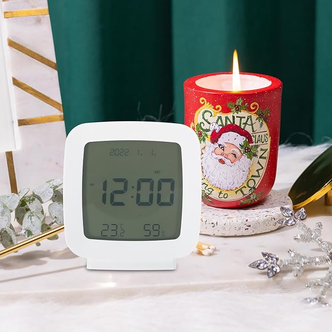 Toyvian Digital Alarm Clock Small Desk Clock with Temperature Humidity Display for Bedroom Plastic Elegant Minimalist Design for Students