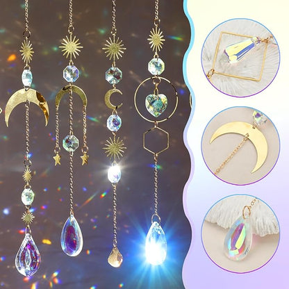 10 Pcs Crystal Suncatcher, Colorful Sun Catchers Indoor Windows Hanging Crystals Prism Rainbow Maker for Home Balcony Ceiling Room Outdoor Garden Decor Christmas Wedding Party Ornaments Decorations