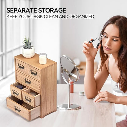 KIRIGEN Wooden Storage Cabinet Organizer Desktop Storage Drawers for Home Office Supplies Natural(4D6CG-NA)