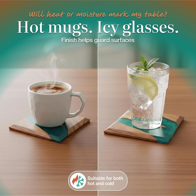 Beautiful Epoxy Resin and Wood Coaster Set - Ideal for Tabletop Protection -Enhance Your Coffee Table Decor - (Raw Edge)