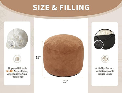 Pouf Ottoman Foot Stool Ottomans Foot Rest for Couch Small Ottoman Pouf Poof Ottomans for Living Room Poofy Footstools Foot Rest for Chair Hassocks 20"x15" Khaki