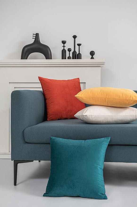 Couch Pillow Covers 12x20 Cream: 2 Pack Cozy Soft Polyester Velvet Rectangular Throw Pillow Cases for Farmhouse Home Decor