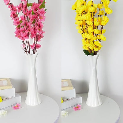 12Inch Tall White Ceramic Vase for Home Decor, Modern Textured Vase for Living Room, Farmhouse, Shelf, Table Centerpieces