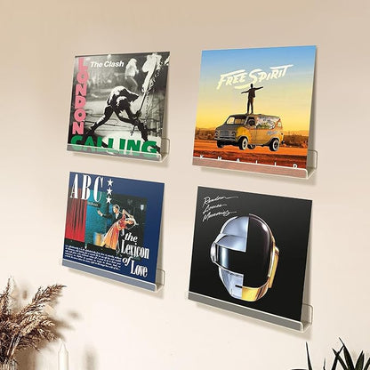 upsimples 8 Pack Vinyl Record Wall Mount Shelves, 12" Vinyl Holder for Album Record Storage & Display, Clear Acrylic Floating Shelves for Wall Decor, Kids Bookshelf, Magazine Rack, Picture Ledge | Vinyl Holder, Album Record Storage, Display, Wall Decor...