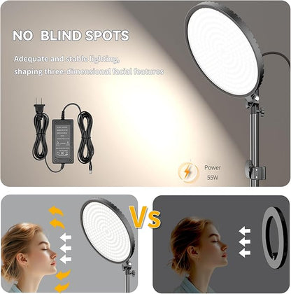 Ring Light 55W 6500K Full-Screen Selfie Light Ring with Tripod Stand, 360 Phone Holder,Remote Controller,Box,Professional Big Ring Light for Live Stream, YouTube, TikTok, Makeup, Video, (Black, 13)