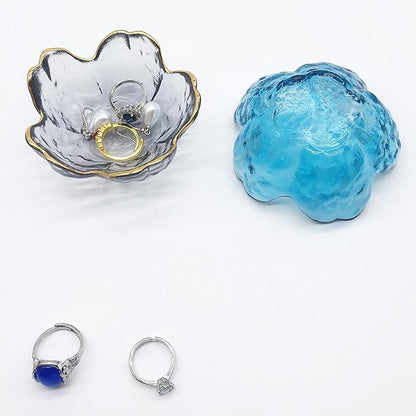 Small Jewelry Dish Tray, Flower Glass Ring Dish Engagement Gifts, Crystal Ring Holder Dish Jewlery Plate, Nightstand Decor Jewelry Tray Trinket Dish, Jewelry Bowl Dish for Rings, Earrings
