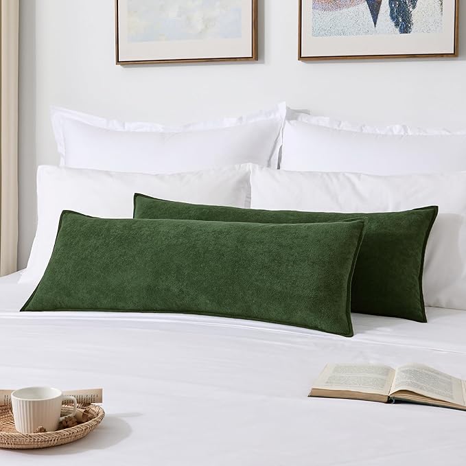 Kevin Textile 14x36 Inch Long Lumbar Cover 1 Pack Soft Boucle Textured Decorative Waterproof Rectangle Cushion Elegant Accent Pillows for Couch Sofa Chair Bed Home Decor Indoor Outdoor Moss Green