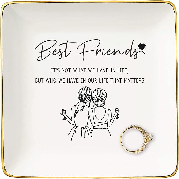 Friendship Gifts for Best Friends,Sister,Woman,Thanksgiving,New Leaving,Birthday,Christmas Gifts for Woman,Friends Bestie-Ceramic Jewelry Tray Trinket Holder Ring Dish-It's Not What We Have in Life
