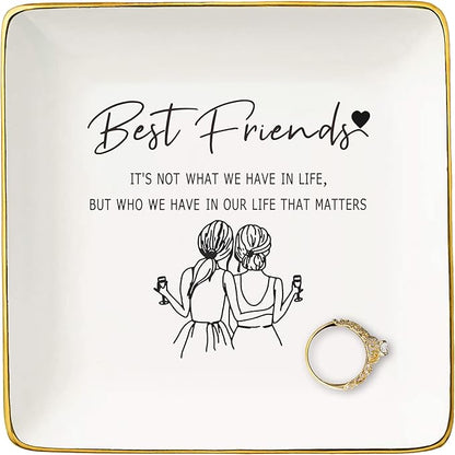 Friendship Gifts for Best Friends,Sister,Woman,Thanksgiving,New Leaving,Birthday,Christmas Gifts for Woman,Friends Bestie-Ceramic Jewelry Tray Trinket Holder Ring Dish-It's Not What We Have in Life
