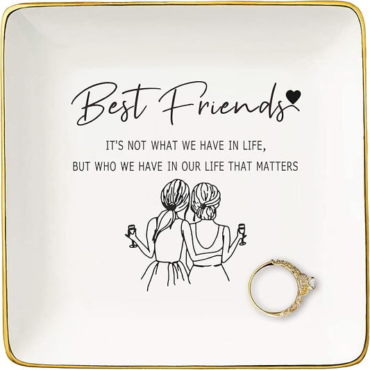 Friendship Gifts for Best Friends,Sister,Woman,Thanksgiving,New Leaving,Birthday,Christmas Gifts for Woman,Friends Bestie-Ceramic Jewelry Tray Trinket Holder Ring Dish-It's Not What We Have in Life