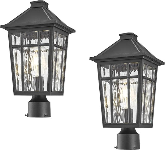 Outdoor Light Post Black Outdoor Post Light Fixtures Waterproof Aluminum Pillar Lights Outdoor 13.6 Inch Height 2-Pack