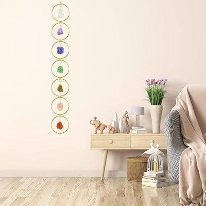 Anjiucc Handmade Natural Gemstone Crystal Hanging Ornaments 7 Chakra Feng Shui Ornaments for Home Decoration Window Decor（A-Style 9）