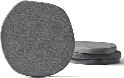Diatomaceous Earth Coasters Set of 4 for Drinks, Moisture Water Absorbent Stone Coasters for Table Desk at Work, Water Absorbing Instant Drying Diatomite, Modern Deep Grey