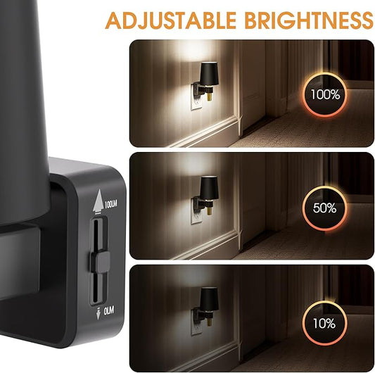 Night Light, Dimmable Night Lights Plug into Wall [2 Pack], Dusk to Dawn Sensor, Daylight White 5000K, 0-100LM, Plug in NightLight, Vintage Night Light for Hallway Bedroom Stairway
