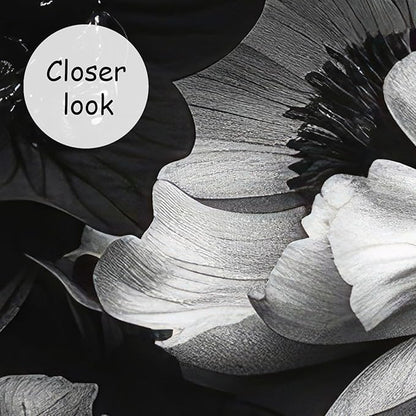 AFZEVEB-Black Peony Floral Wallpaper Vintage Large Flower Wall murals for Bedroom 114"x74"(Not Peel and Stick)