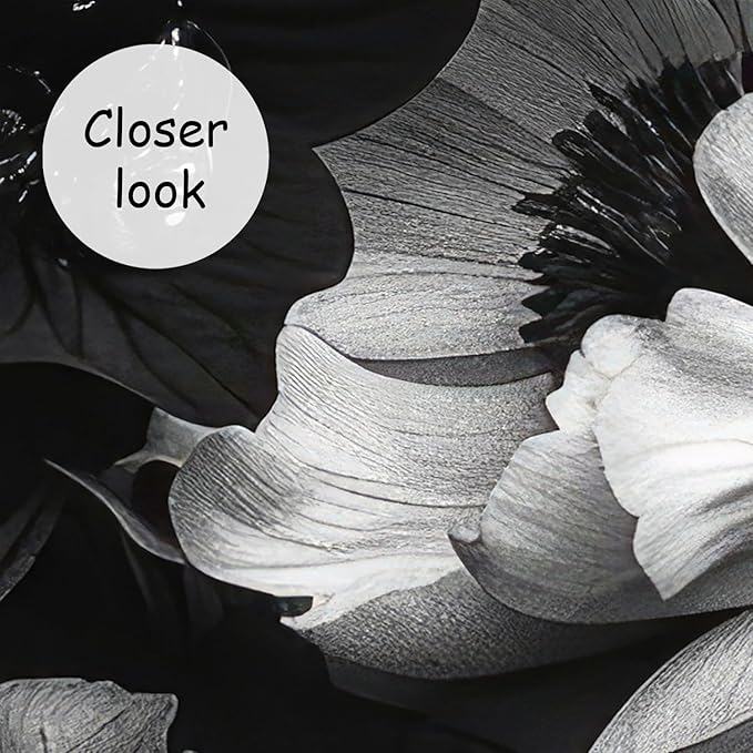 AFZEVEB-Black Peony Floral Wallpaper Vintage Large Flower Wall murals for Bedroom 159"x107"(Not Peel and Stick)