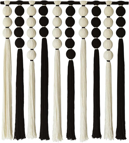 IOWER Large Macrame Wall Hanging Macrame Wall Decor Black and White Sphericity Cotton Textile Wall Hanging Boho Wall Decor Art Fiber Yarn Art Handmade 39" Wx39 L