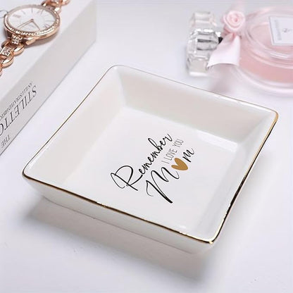 LADY&HOME Gifts for Mom Mother's Day Trinket Dish Birthday Mother's Day Gifts for Mom Ceramic Ring Dish for Mom (Remember Mom)