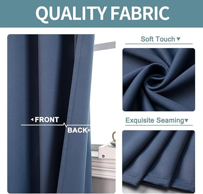 ChrisDowa Grommet Blackout Curtains for Bedroom and Living Room - 2 Panels Set Thermal Insulated Room Darkening Curtains (Stone Blue, 42W x 84L)