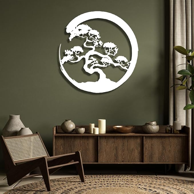 Yemwot Metal Tree of Life Wall Decor, Circle of Life Metal Tree Wall Art, Branch Art, Spiritual Decor, Modern Sculpture Decoration, Living Room Bedroom Decoration (Sliver-Tree 3, 18"x 18"| 47x47cm)