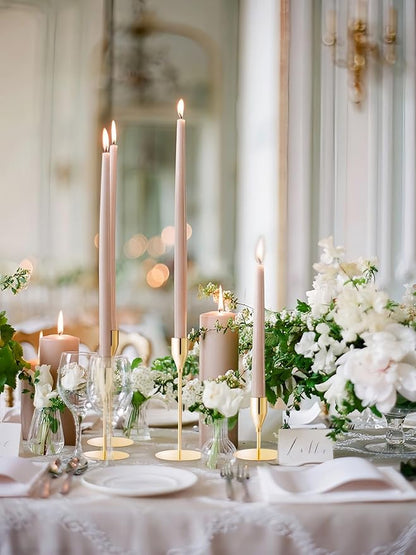 Taper Candle Holders,Tall Metal Candlestick Holders,French Gold,Set of 54,Three Heights,Candle Stick Holder for Wedding Centerpiece Decoration,Dinning,Festival,Party or Home Decor