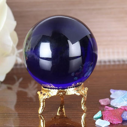GEMHUB Natural Polished Healing Obsidian Crystal Chakra Stone Sphere Reiki Gemstone Ball for Decoration and Feng Shui (Blue Obsidian)