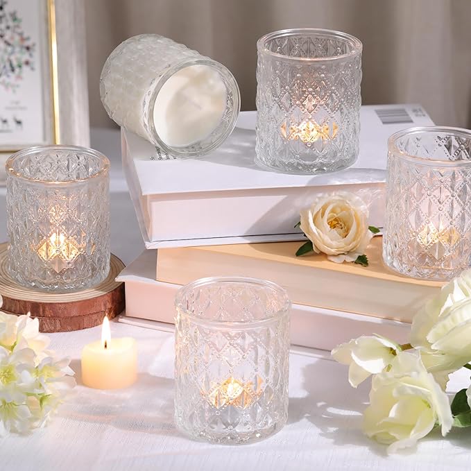 8Pcs Large Votive Candle Holders Clear Tea Light Candle Holders Glass Candle Holder for Wedding, Bridal Shower, Table Centerpiece, Party, Home Decor