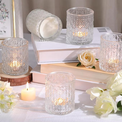 8Pcs Large Votive Candle Holders Clear Tea Light Candle Holders Glass Candle Holder for Wedding, Bridal Shower, Table Centerpiece, Party, Home Decor