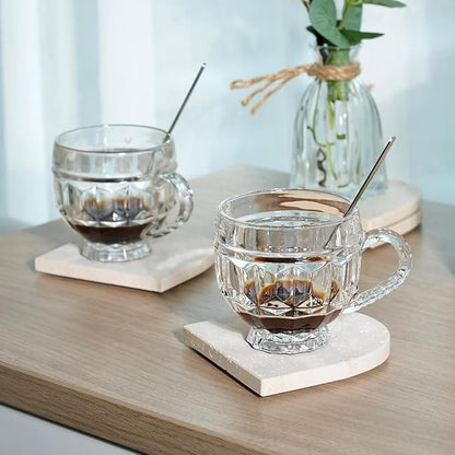 Koville Travertine Coaster Set of 4, Natural Marble Coasters for Drinks, 4" Stone Coasters Modern Arch Shape Heat Resistant, Decorative Marble Coaster for Table Home Decor(Beige)
