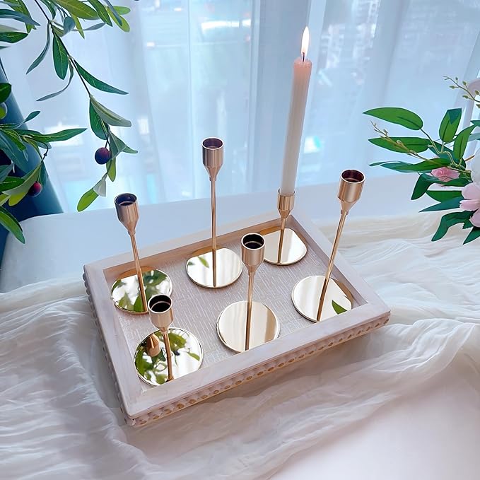 Taper Candle Holders,Tall Metal Candlestick Holders,French Gold,Set of 54,Three Heights,Candle Stick Holder for Wedding Centerpiece Decoration,Dinning,Festival,Party or Home Decor