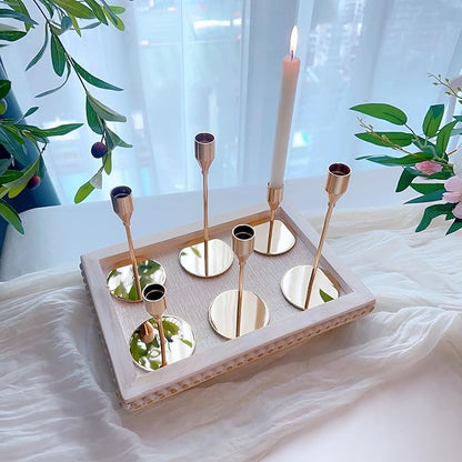 Taper Candle Holders,Tall Metal Candlestick Holders,French Gold,Set of 54,Three Heights,Candle Stick Holder for Wedding Centerpiece Decoration,Dinning,Festival,Party or Home Decor