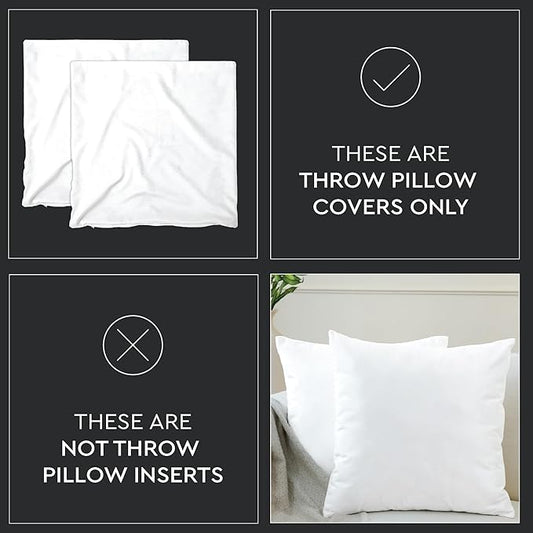 Encasa XO Velvet Throw Pillow Covers 22x22 in (55x55 cm) - Light Pink - No Inserts, Pack of 2 Cases | Solid Plain Dyed Soft & Smooth, Square Decorative Cushion Covers for Living & Bedroom